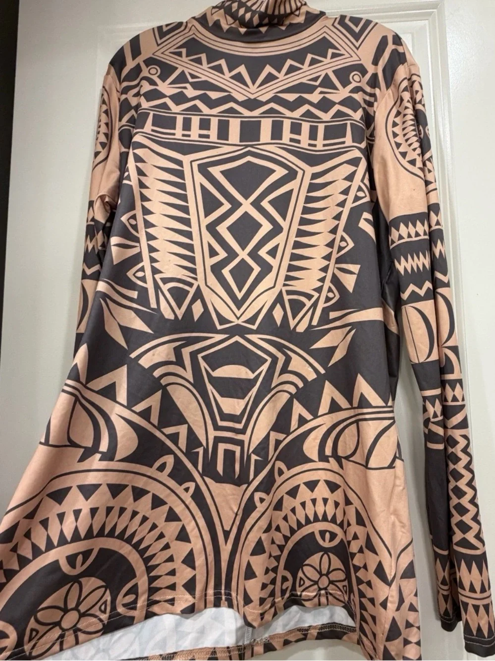 COOFANDY Tribal Geometric Long Sleeve Mini Dress XXL